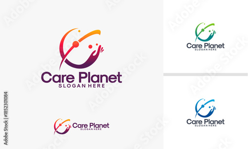 Care Planet Logo Design Abstract Globe Symbol.