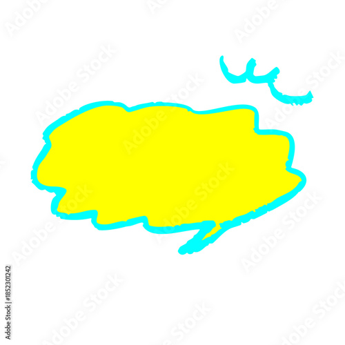 蛍光カラーのクレヨン風手描き吹き出しイラスト　会話やコメントに使えるポップなフレーム素材