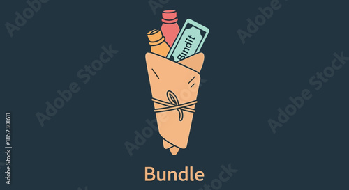 Brown Paper Bundle with Various Items Inside.