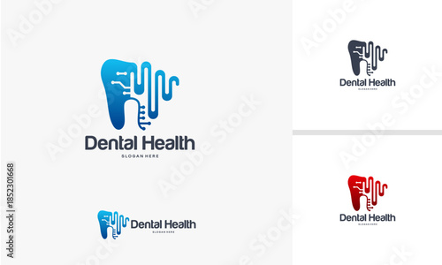 Dental Health Logo Design with Tooth and ECG Wave.