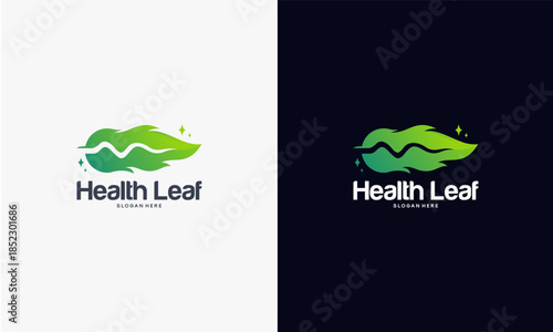 Health Leaf Logo Design Vector Illustration.