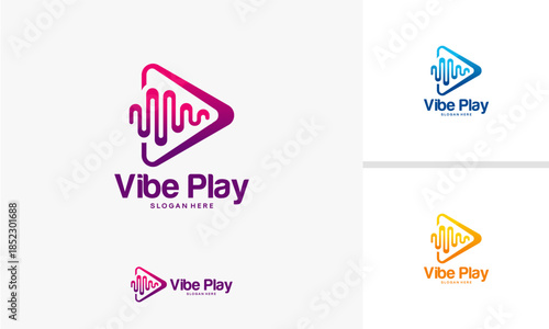 Vibe Play Logo Design with Sound Wave and Play Button.