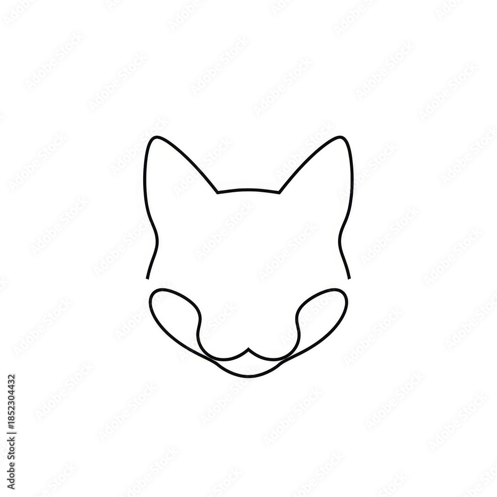 Fototapeta premium Minimalist Cat Head Outline - Simple and Elegant Design.