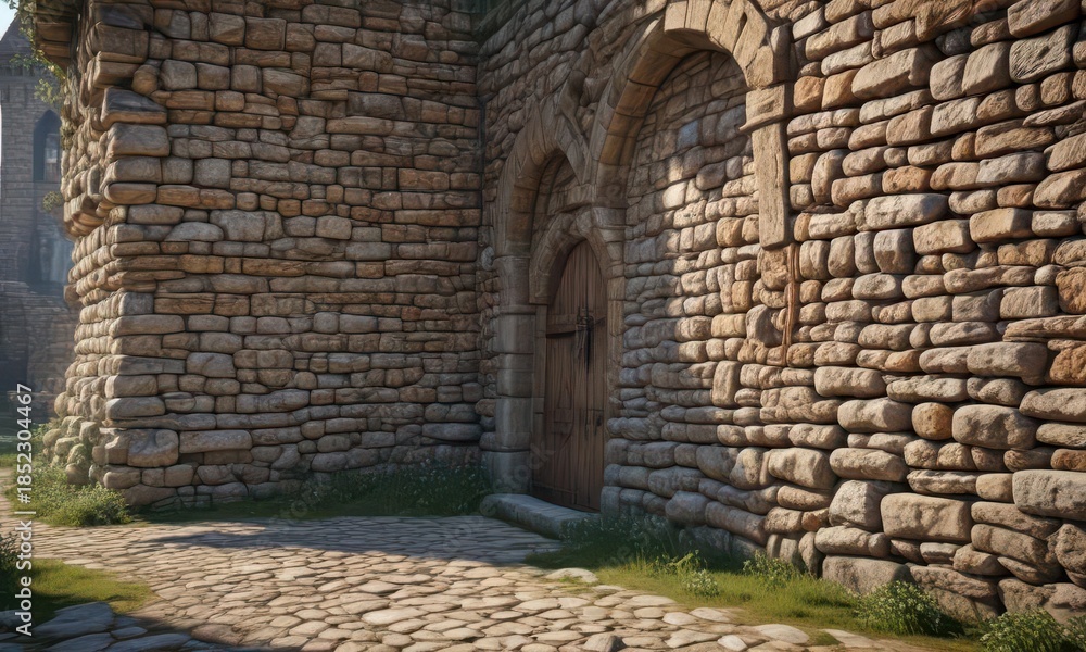 Fototapeta premium Ancient stone walls with medieval architecture, views, architecture, Riga City