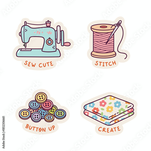 Sewing and Crafting Stickers - A Collection of Cute Designs.