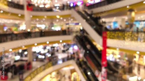 Blurred people' activities in shopping mall.