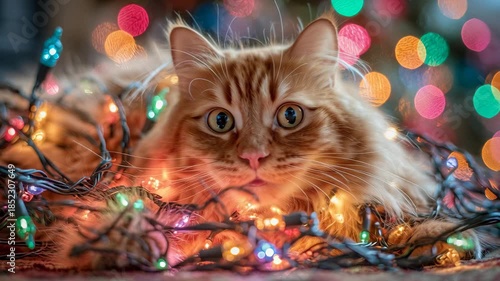 Ginger Cats Christmas Light Adventure - A Festive Feline Frolic.