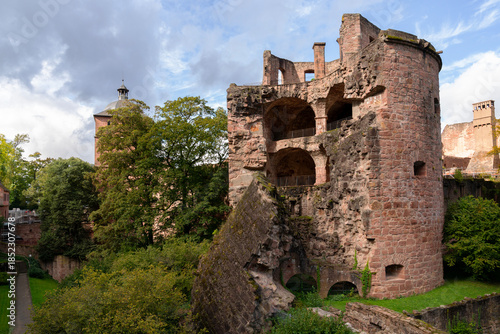 Historic Heidelberg Castle Ruins Baden Wurttemberg Germany. The ruins of an old tower at Heidelberg castle Baden Wurttemberg, Germany.
