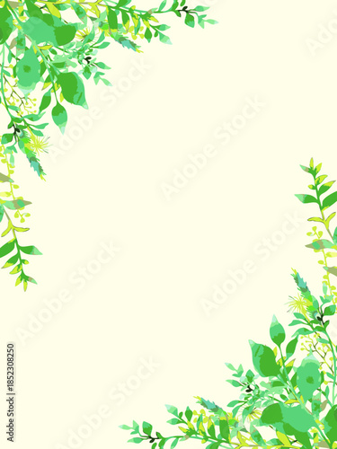 フレッシュグリーンの春らしい装飾素材・縦型フレーム