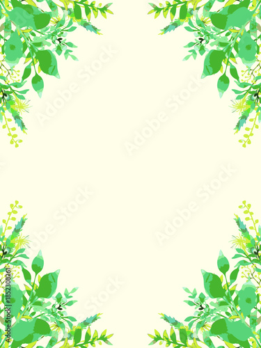 フレッシュグリーンの春らしい装飾素材・縦型フレーム