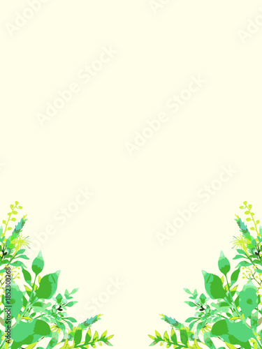 フレッシュグリーンの春らしい装飾素材・縦型フレーム