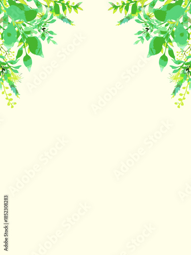 フレッシュグリーンの春らしい装飾素材・縦型フレーム