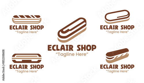 5 Eclair Shop Logo Set Professional Pastry Branding Design