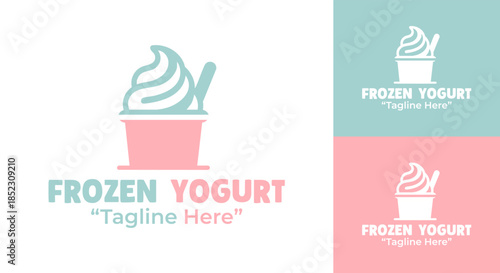 Frozen Yogurt Logo Modern Dessert Brand Identity
