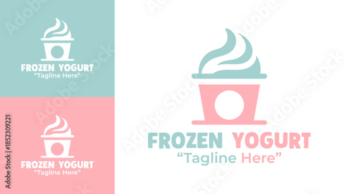 Frozen Yogurt Logo Cute Sweet Dessert Branding