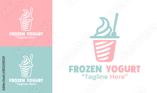Frozen Yogurt Logo Fresh Summer Dessert Identity
