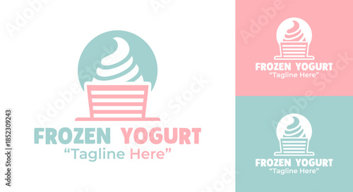 Frozen Yogurt Logo Clean Modern Cafe Brand