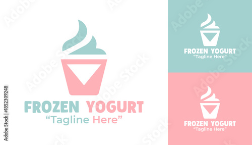 Frozen Yogurt Logo Premium Modern Dessert Branding