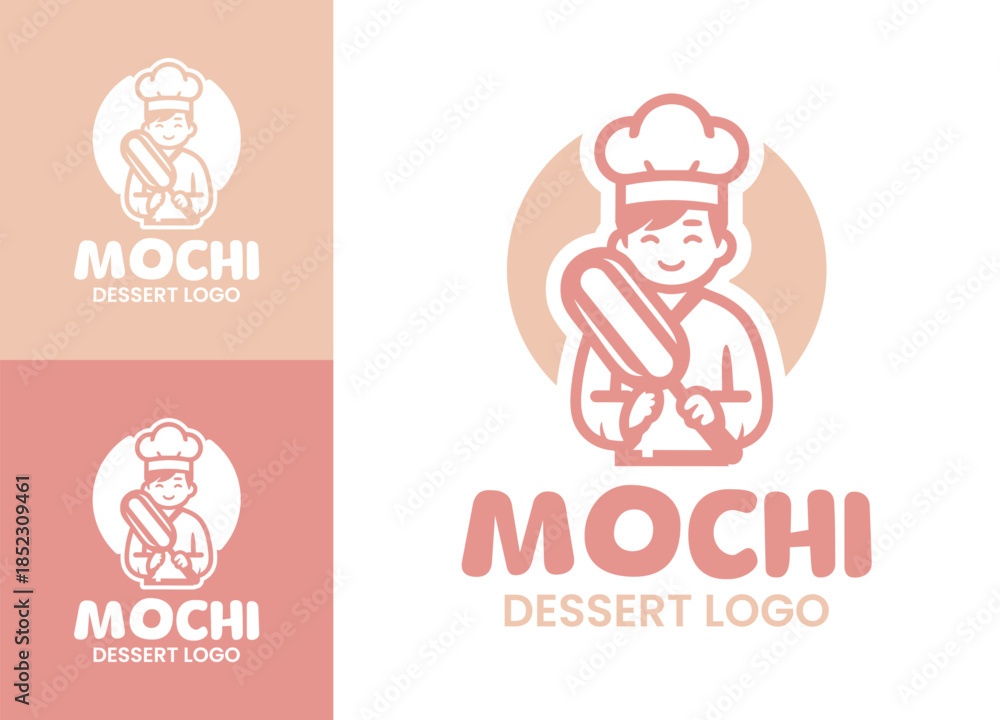Fototapeta premium Mochi Dessert Logo Minimal Asian Dessert Identity