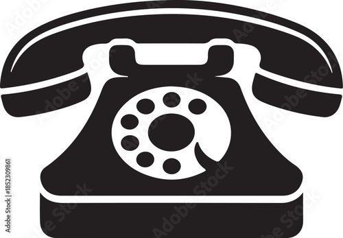 Black and white of a vintage rotary dial telephone retro