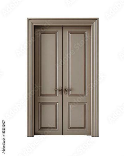 Wallpaper Mural Classic, closed, double doors with panels, framed on a dark background Torontodigital.ca