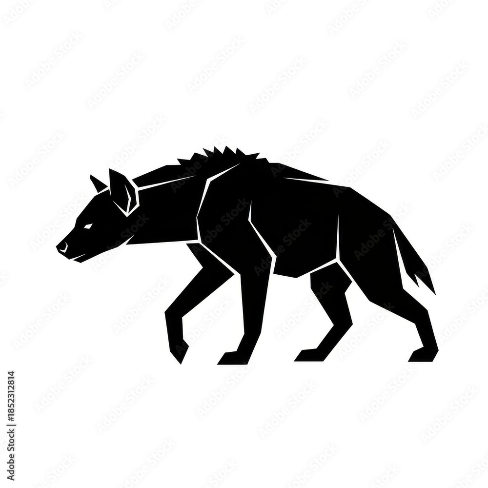 Fototapeta premium Stylized Hyena Silhouette Illustration in Black and White.