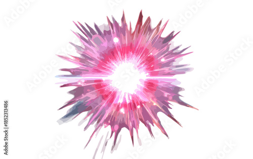 Leuchtender, abstrakter rosa Lichteffekt mit sternförmigen Strahlen auf transparentem Hintergrund für Designprojekte.