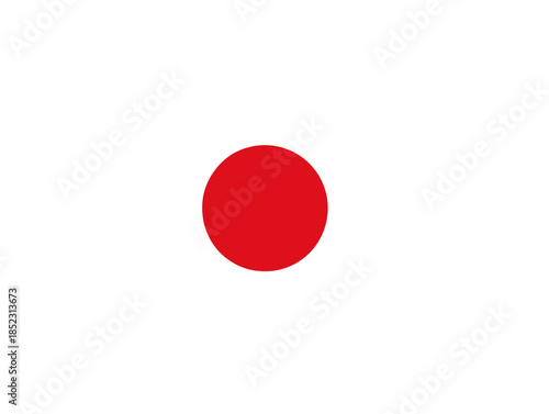 Rote Scheibe auf weißem Hintergrund, einfache Darstellung der japanischen Flagge ohne Umrisslinien.