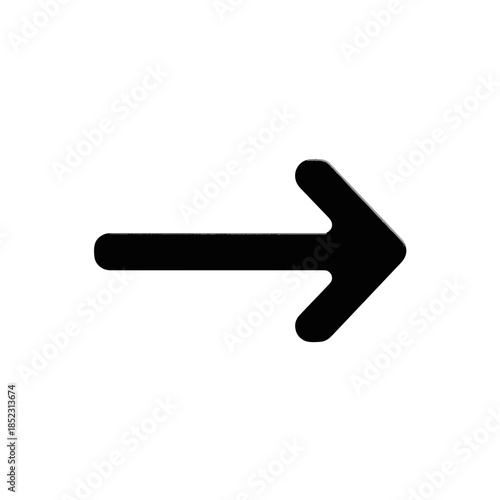 Schwarzer Pfeil nach rechts isoliert auf weißem Hintergrund, einfaches Navigationssymbol für Weiterleitung.
