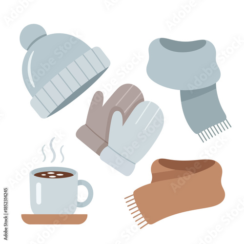 Warm winter accessories set including hats gloves and scarf for cold weather