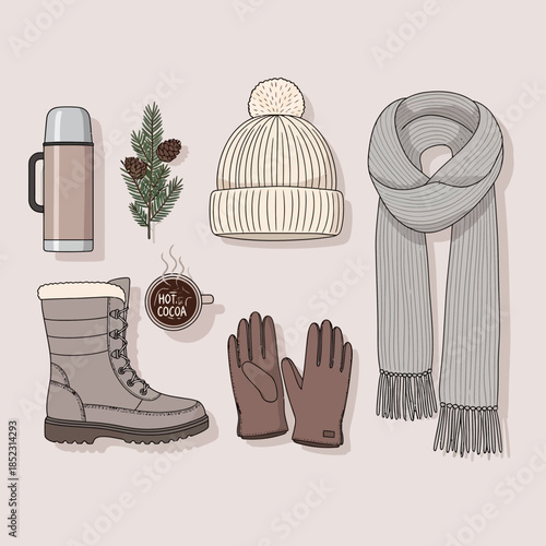Winter Accessories and Warm Beverage Items for Cold Weather Comfort and Cozy Style