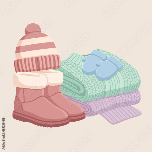 children's winter clothing set including boots hat mittens and sweaters for cold weather newborn