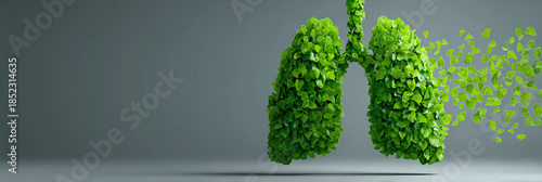 Conceptual Green Leafy Lungs Representing Respiratory Health and Healing Illustration