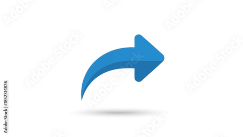 Blue curved arrow icon symbolizing sharing or forwarding, isolated on a white background