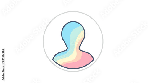 Abstract silhouette of a person with colorful waves of emotions or identity layered within