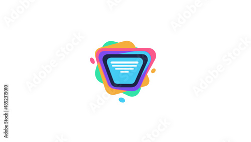 Abstract Geometric Triangle Shape with Colorful Splashes and Layered Design Elements, Modern Digital Art Concept