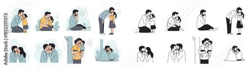 Parent and child moments, whispering, hugging, bonding