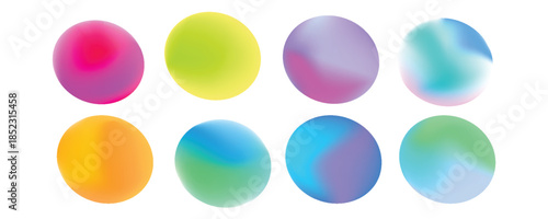 Set color circle gradient noise gradation. Abstract colorful watercolor blur mesh shape on white background. Gradient