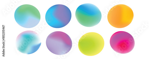 Set color circle gradient noise gradation. Abstract colorful watercolor blur mesh shape on white background. Gradient