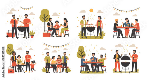 Outdoor barbecue party with friends and family