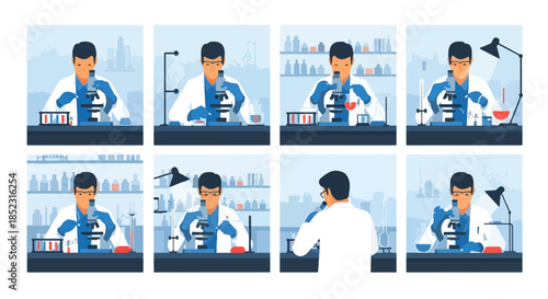 Scientist working in laboratory with equipment