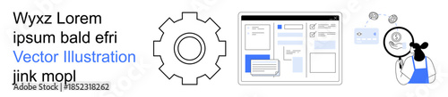 Web development, workflow planning, user research, software engineering, identity verification, design tools. Gear, webpage layout profile verification. Web development and workflow planning concept