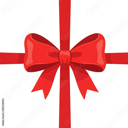 Vectorized red satin ribbon bow isolated on transparent background png