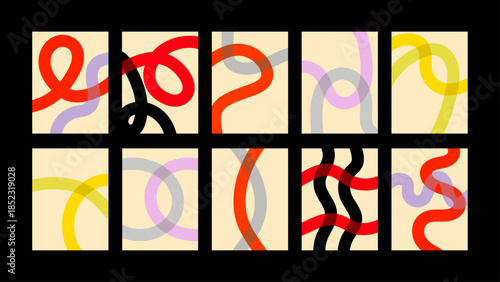 Abstract minimalist line posters with rhythmic lines. Clean backgrounds for branding, prints and wall art.