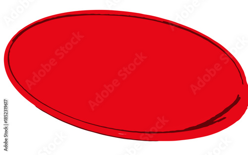 Forma oval vermelha simples com contorno sutil, isolada sobre fundo transparente para design gráfico.