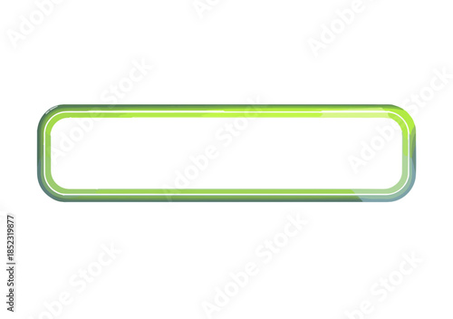 Moldura retangular verde neon brilhante com bordas arredondadas, isolada em fundo transparente.