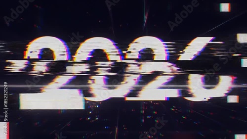 Digital Glitch Effect Year 2026 Number Displayed with Futuristic Technology.