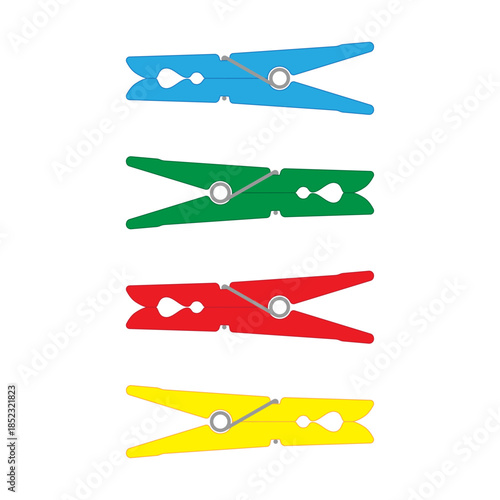 Colorful plastic clothes peg illustration. Editable EPS 10 vector graphic isolated on white background.