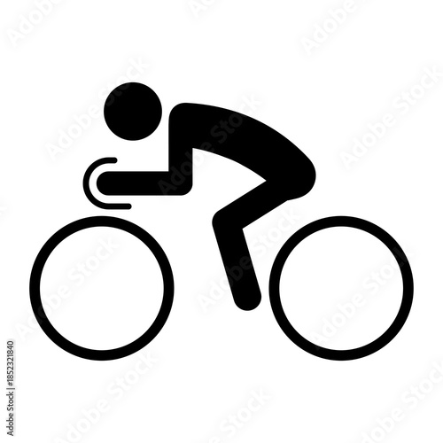 Cyclist icon silhouette, speed racing bike symbol. EPS 10 Vector illustration isolated on white background.