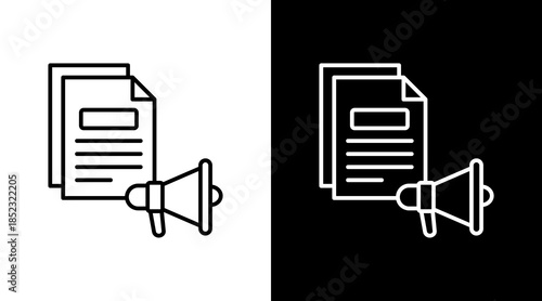Press Release Outline White Icon Set Design